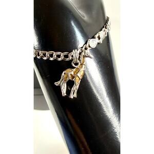Sterling Double Link Bracelet with Giraffe Charm